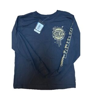 New York Knicks Long‎ Sleeve Shirt Youth 10/12 Black Gold Chain NBA Tee